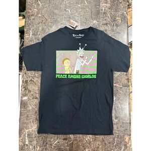 Rick and Morty Peace Among Worlds Black Graphic T-Shirt Mens Med Ripple Junction